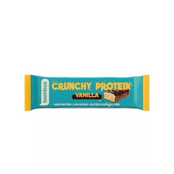 Gluténmentes bombus crunchy proteinszelet tejcsokoládéval vanília ízzel, édesítőszerrel 50g