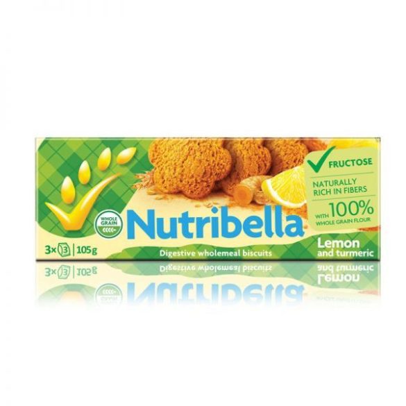 Nutribella keksz fruktózzal citrom-kurkuma 105 g