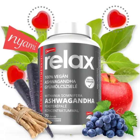 Nani relax ashwagandha gyümölcszselé (70db) feketerépalé koncentrátummal - bio és vegán étrendkiegészítők